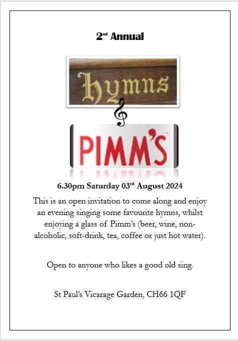 Hymns and Pimms night at St Paul's, Hooton