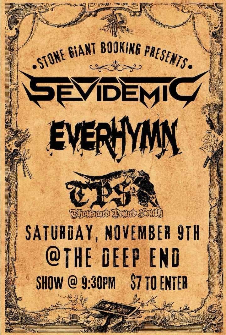 Rock night featuring Sevidemic, Everhymn, and Thousand Pound South