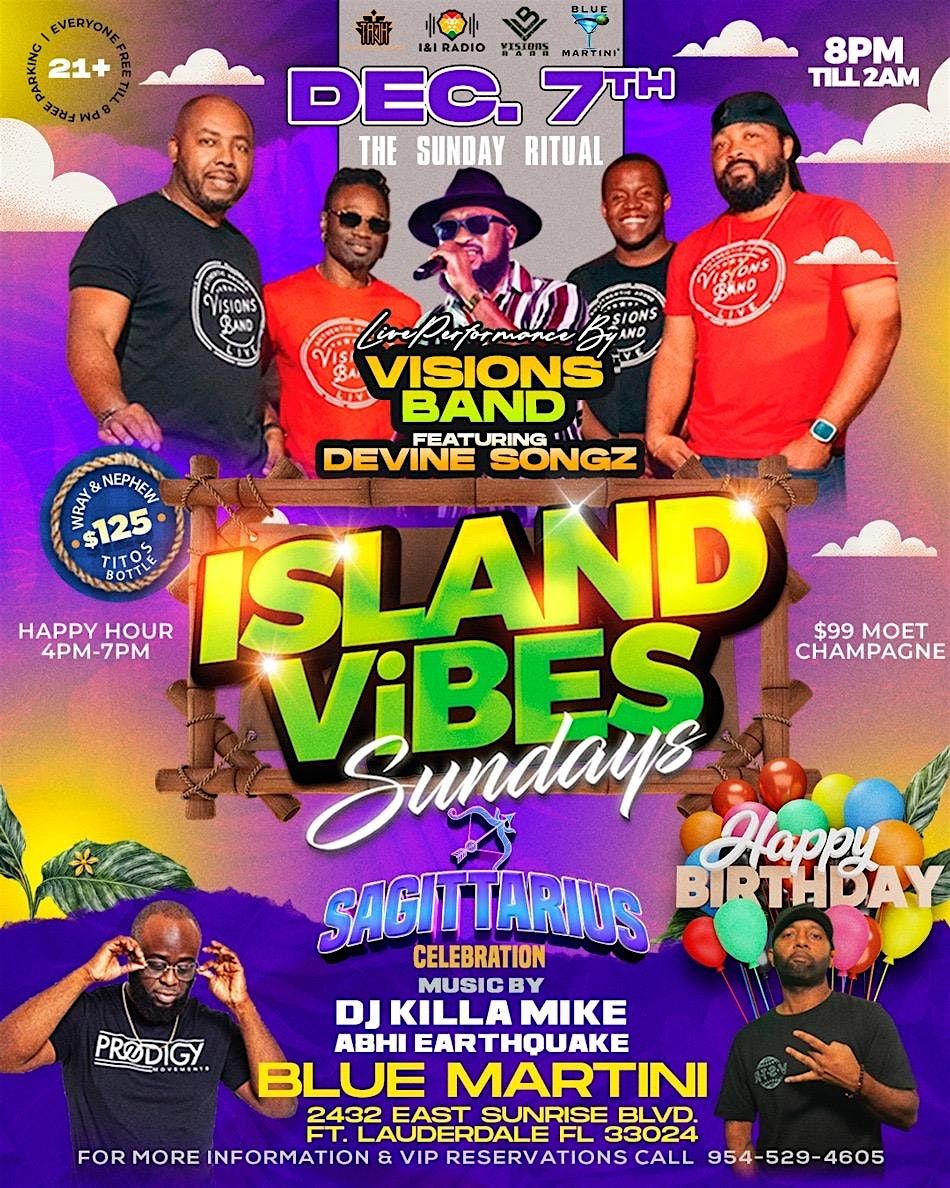 Island Vibes Sundays with Visions Band live at Blue Martini, Ft Lauderdale