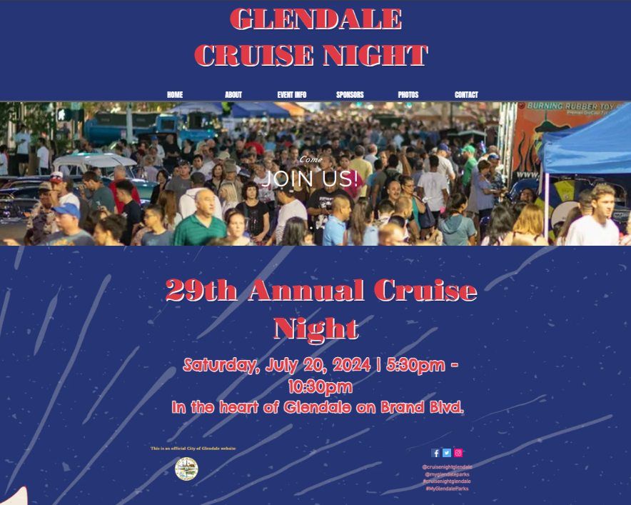 Join 45000 car and music lovers! Tambourine Man Band Bob Dylan Tribute at Glendale Cruise Night!