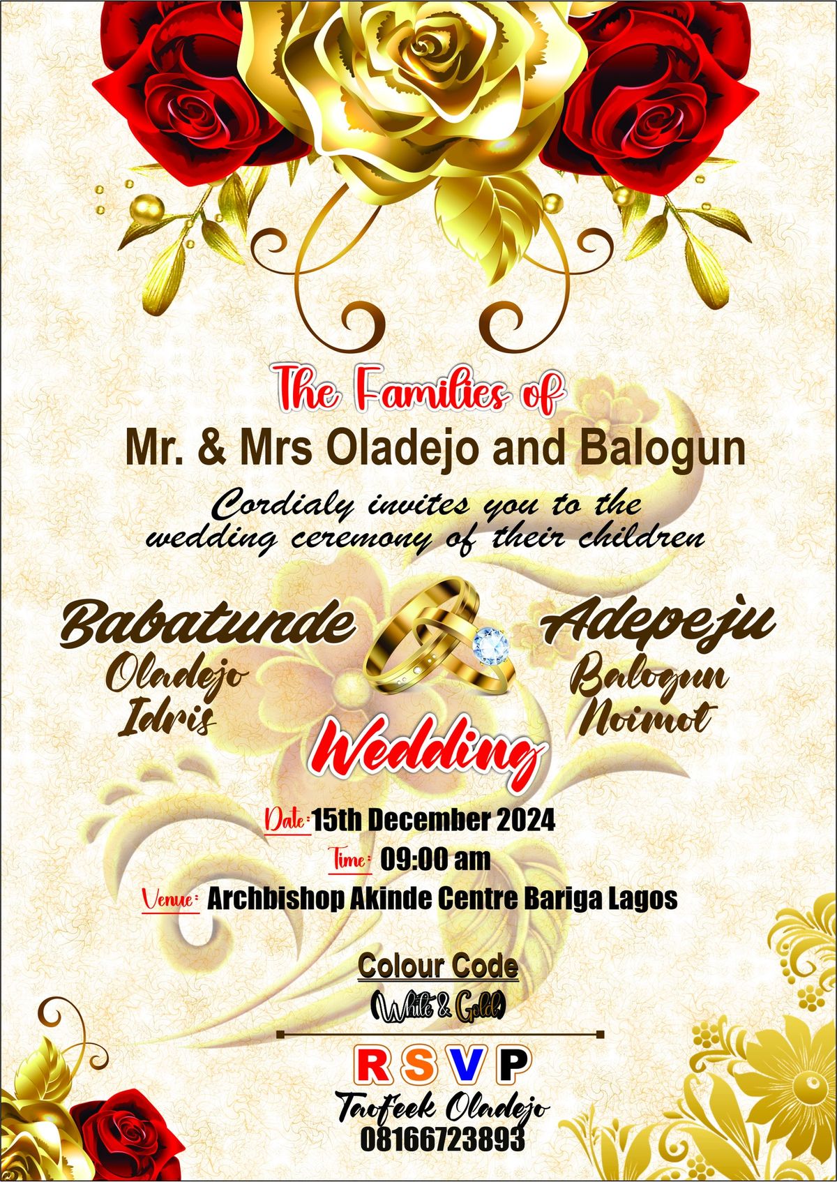 The Wedding of Babatunde Oladejo and Adepeju Balogun