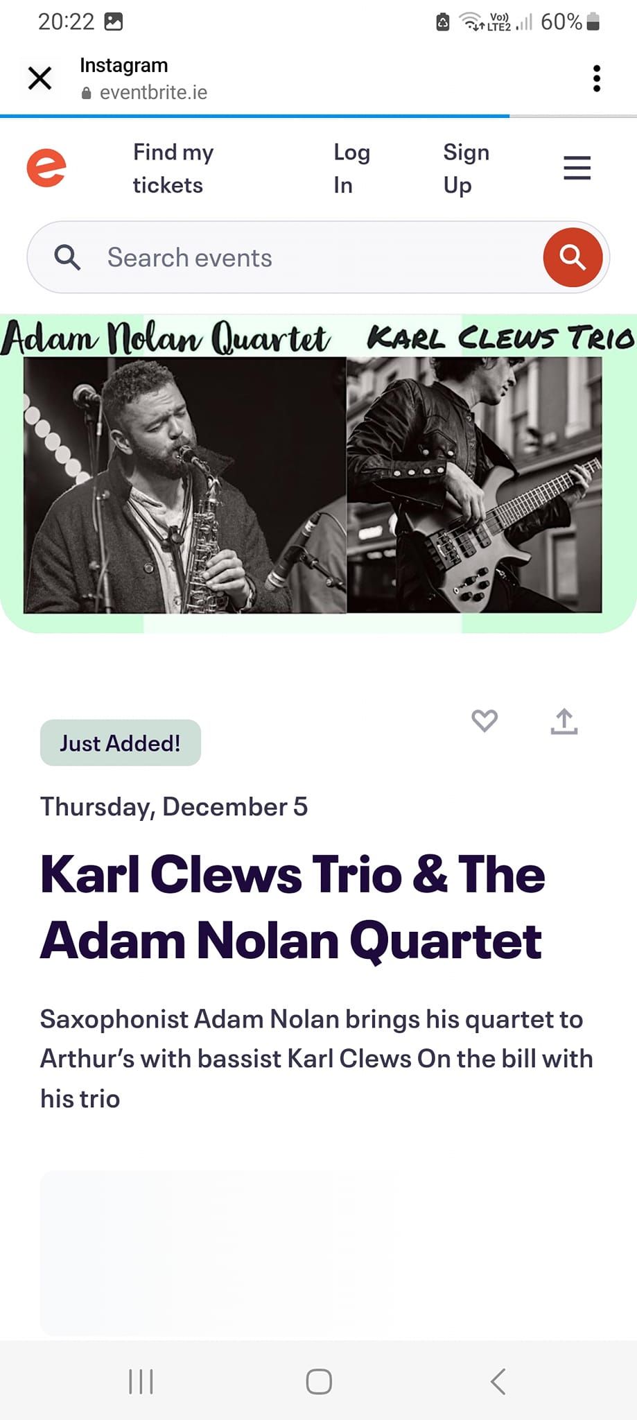 Karl Clews Trio & Adam Nolan Quartet 