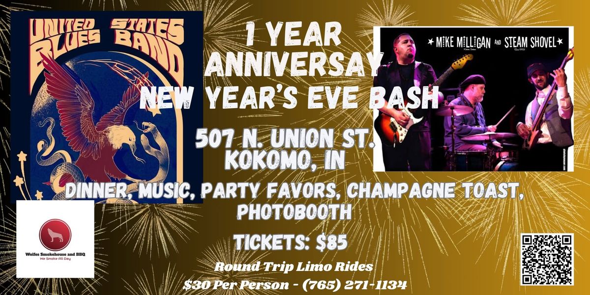 New Year\u2019s Eve! Kokomo, IN w Mike Milligan & Steam Shovel + United States Blues Band 