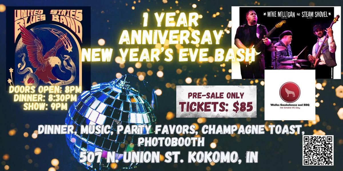 New Year\u2019s Eve! Kokomo, IN w Mike Milligan & Steam Shovel + United States Blues Band 