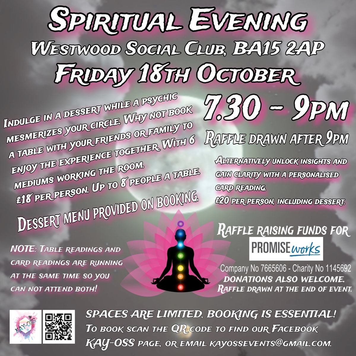 Spiritual Evening 7.30pm - 9pm Friday 18th October @ Westwood Social Club