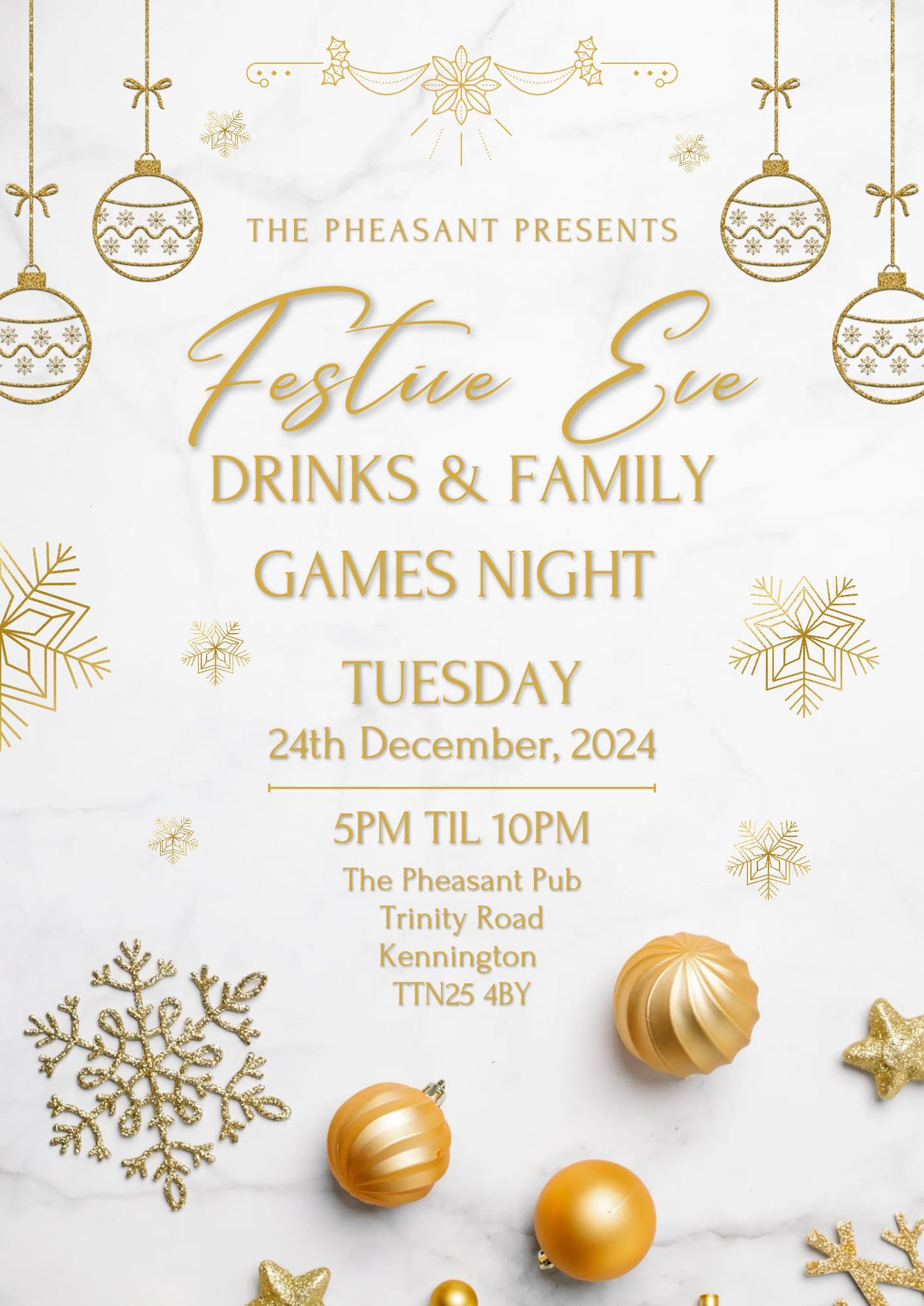 Festive Eve Drinks and Family Games Night at The Pheasant Pub! \ud83c\udf84