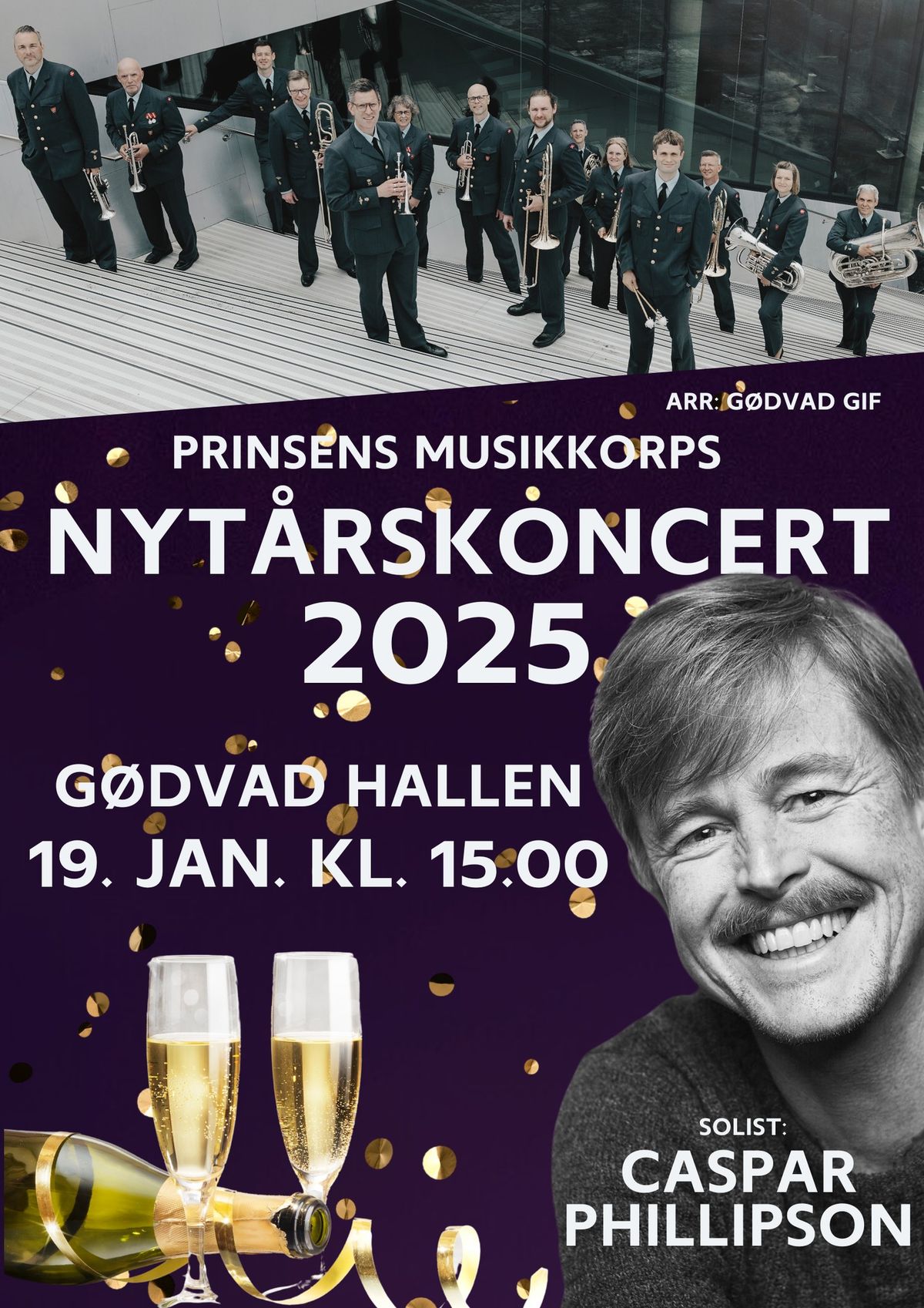 Nyt\u00e5rskoncert med Caspar Phillipson og Prinsens Musikkorps - G\u00f8dvad Hallen