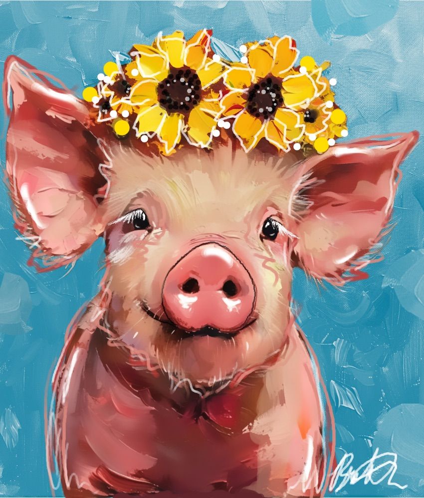 Canvas Paint: \u201cPiggy Petals!\u201d