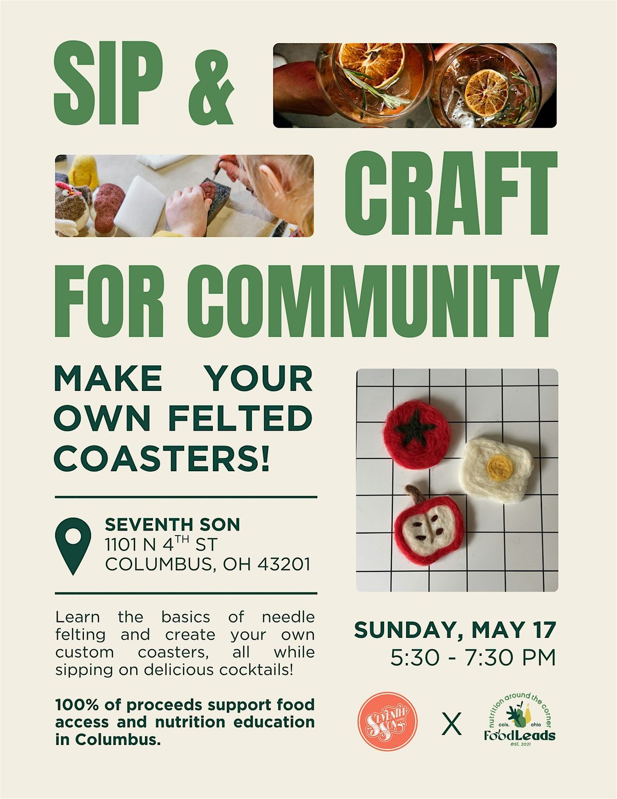 Felted Coaster Workshop at Seventh Son!