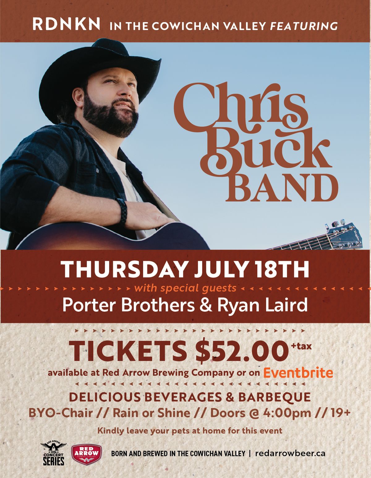 Chris Buck Band, The Porter Brothers, & Ryan Laird at Red Arrow Brewing
