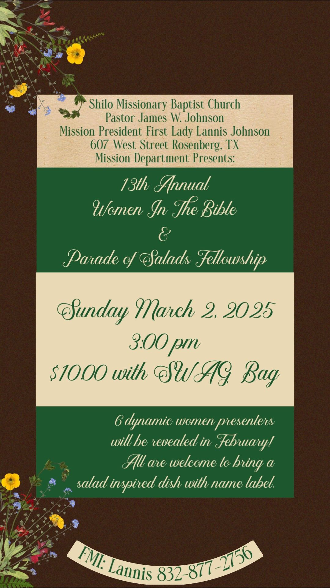 13th Annual Women In The Bible & Parade of Salad Fellowship 