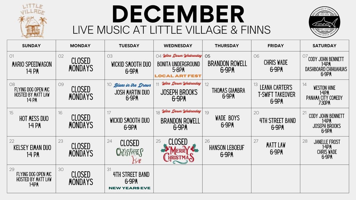 Little Village + FINNS December Live Music 