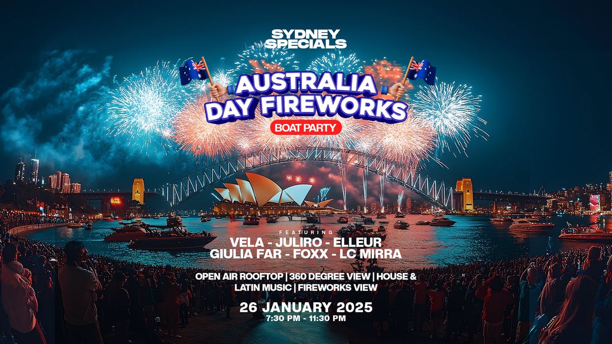 AUSTRALIA DAY Fireworks Boat Party | Open Air Rooftop