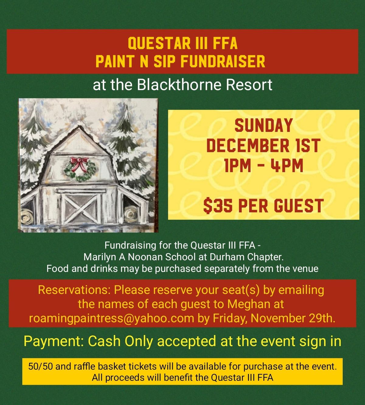 Paint n Sip Fundraiser for Questar III FFA at Blackthorne Resort Bar