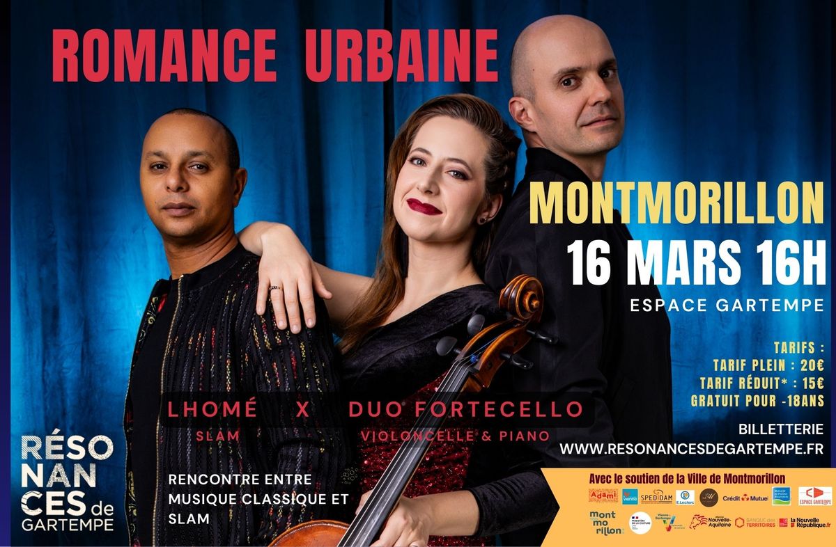 Concert "Romance Urbaine" : Duo Fortecello & Lhom\u00e9 : musique classique et le slam