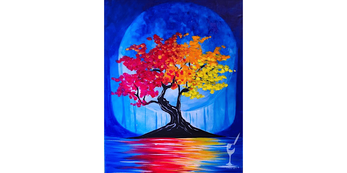 Colorful Tree Reflection Scene - Paint and Sip in San Antonio | Classpop!\u2122