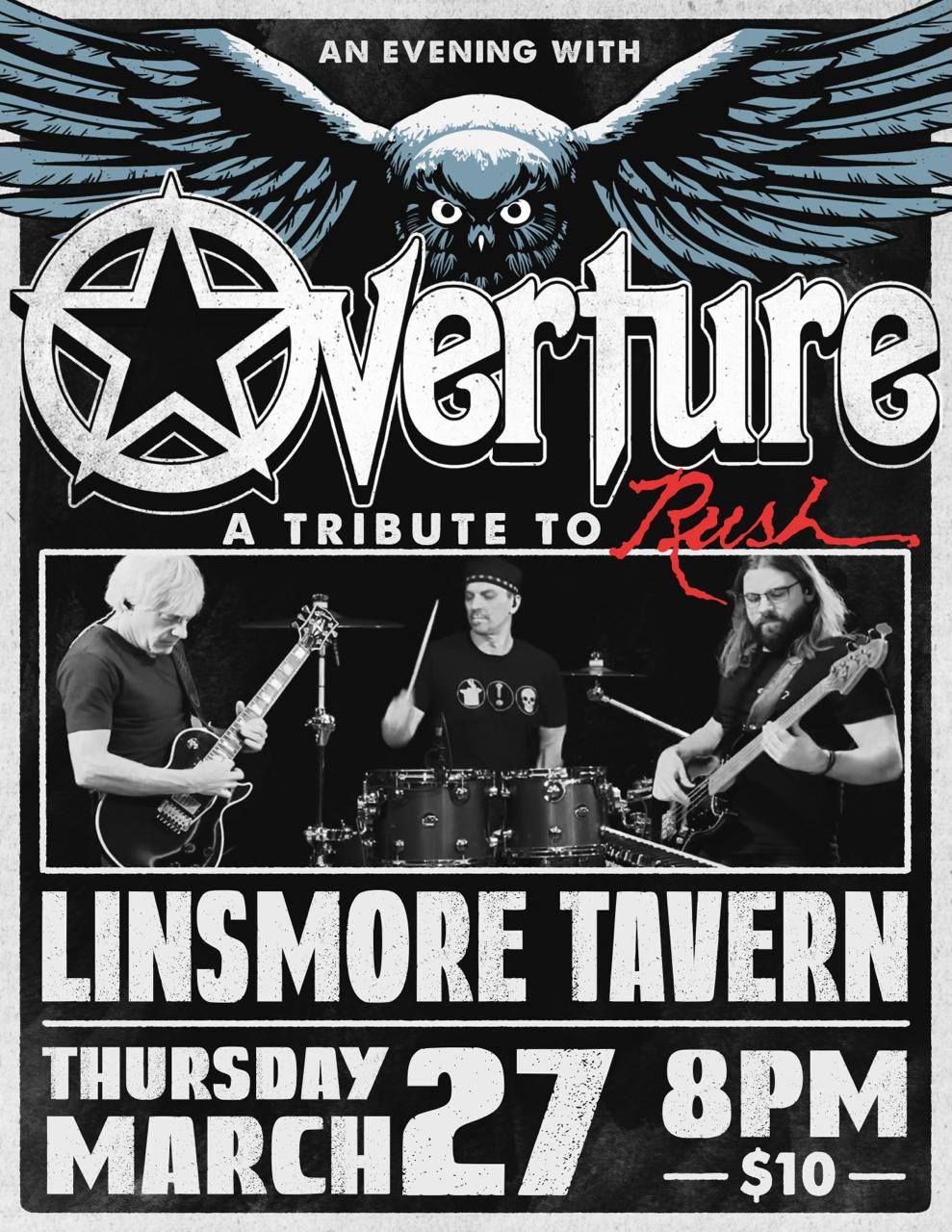 Overture A Tribute to Rush Live at the Linsmore Tavern for a Special Thursday Tribute Night!