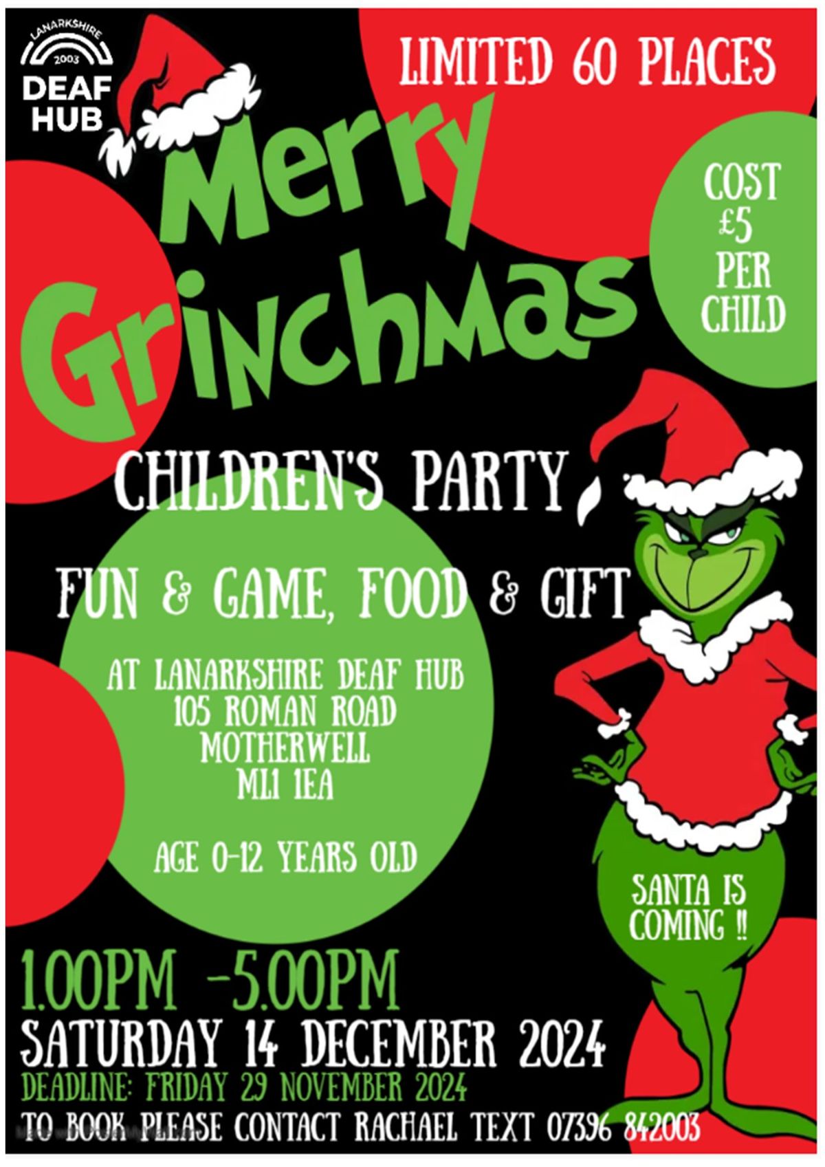 CHILDRENS (MEMBERS) EVENT - Merry Grinchmas Children's Party