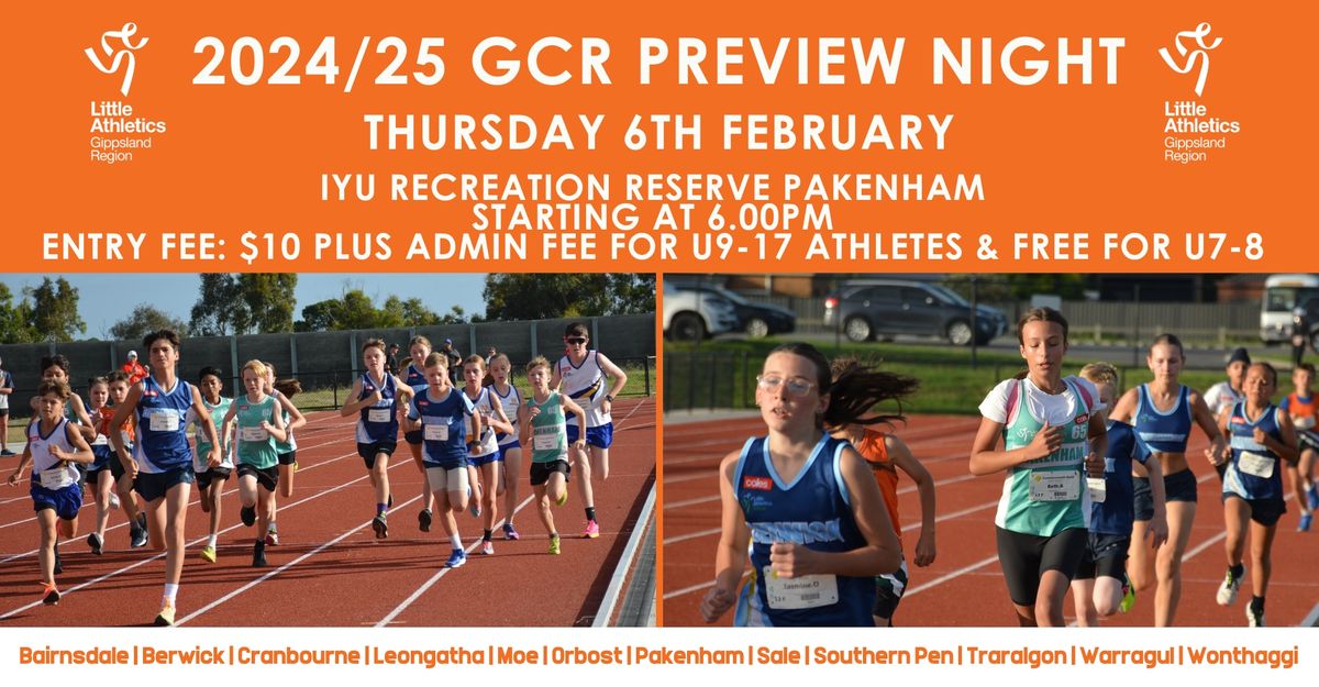 2024\/25 GCR Preview Night | Thursday 6th February (GCR ATHLETES ONLY)