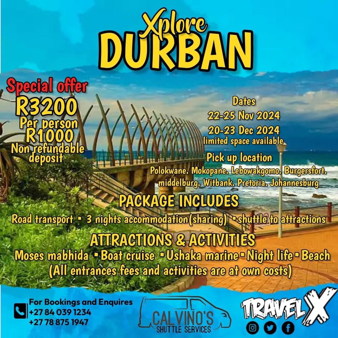 Durban tour 20-23 Dec 2024