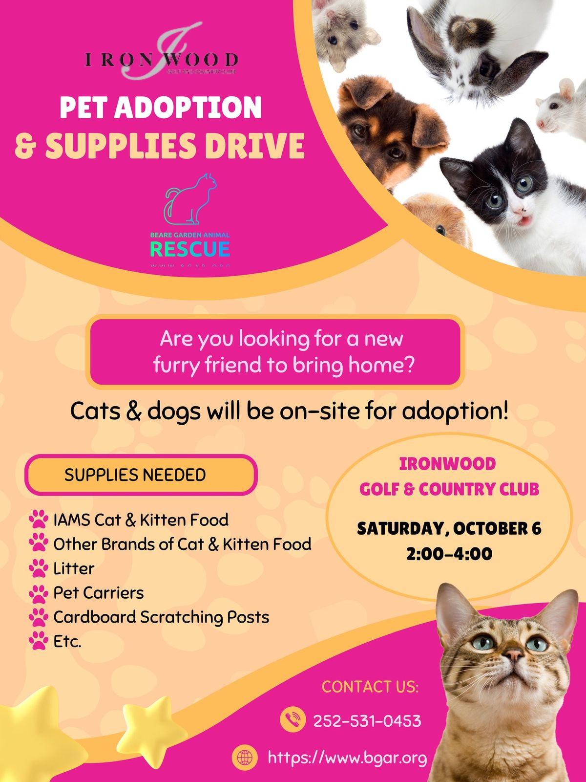 Food, Fun, and Animals for Adoption at Ironwood Golf and Country Club