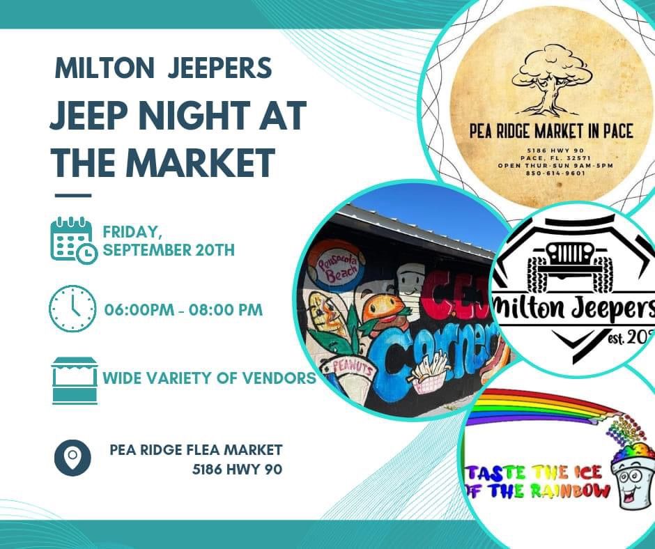 Milton Jeepers Jeep Night at the Pea Ridge Friday night Market 