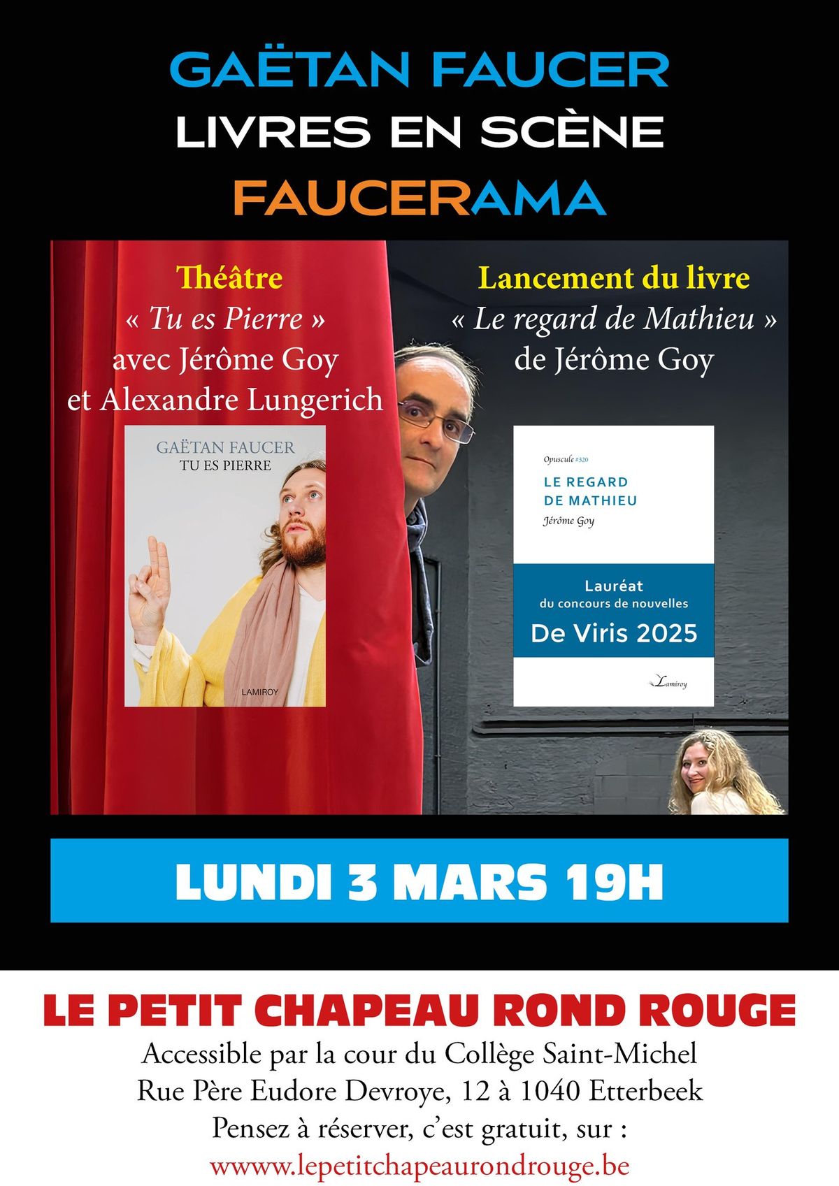 Livres en sc\u00e8ne"Tu es Pierre" avec J\u00e9r\u00f4me Goy et Alexandre Lungerich. M.en s. de St\u00e9phane Maton-Vann