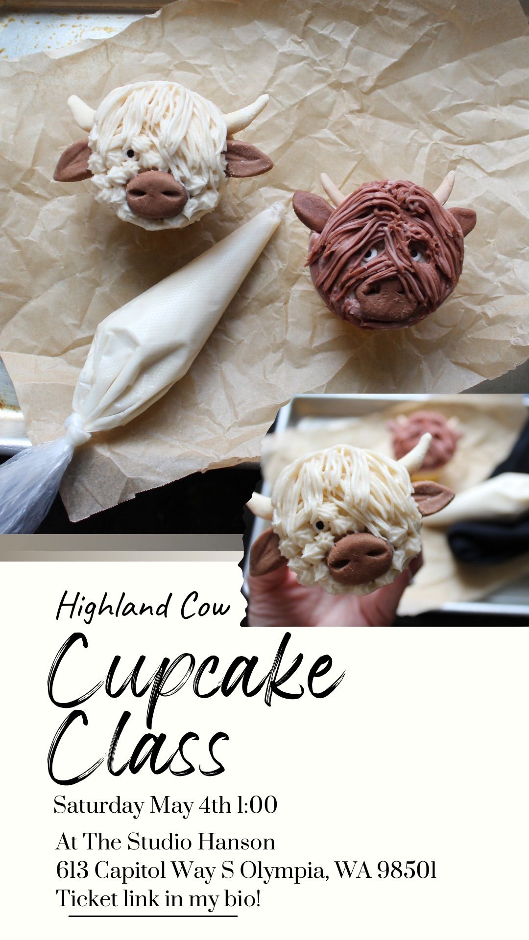 Highland Cow Cupcake Class 