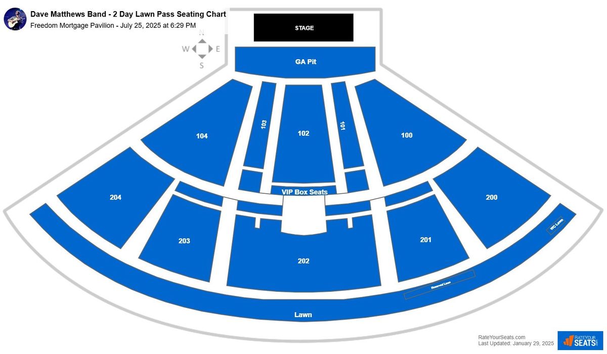 Dave Matthews Band - 2 Day Lawn Pass at Broadview Stage at Saratoga Performing Arts Center