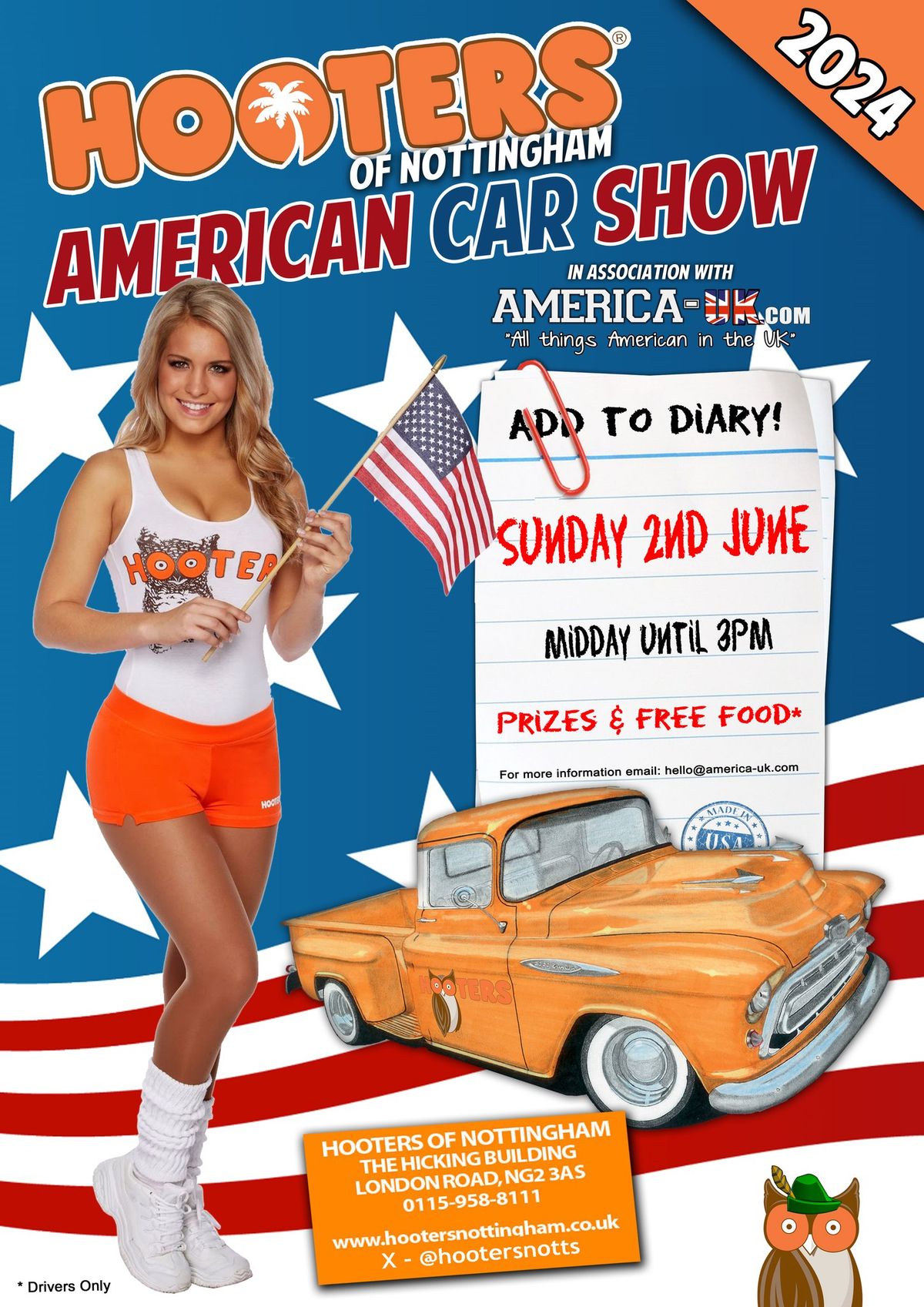 Hooters of Nottingham American Car Show June 2024