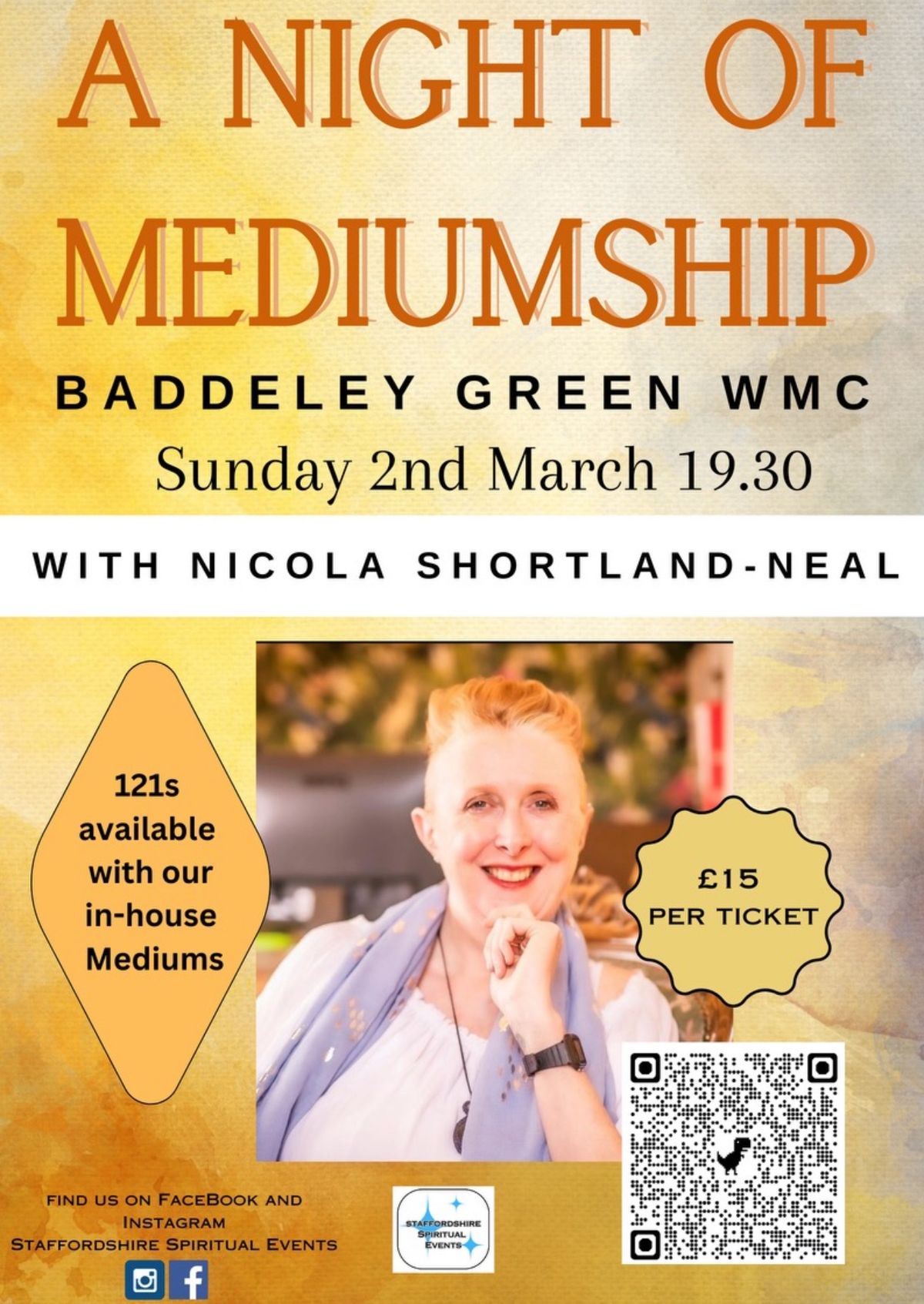 Medium Night at Baddeley Green WMC with Nicola Shortland Neal