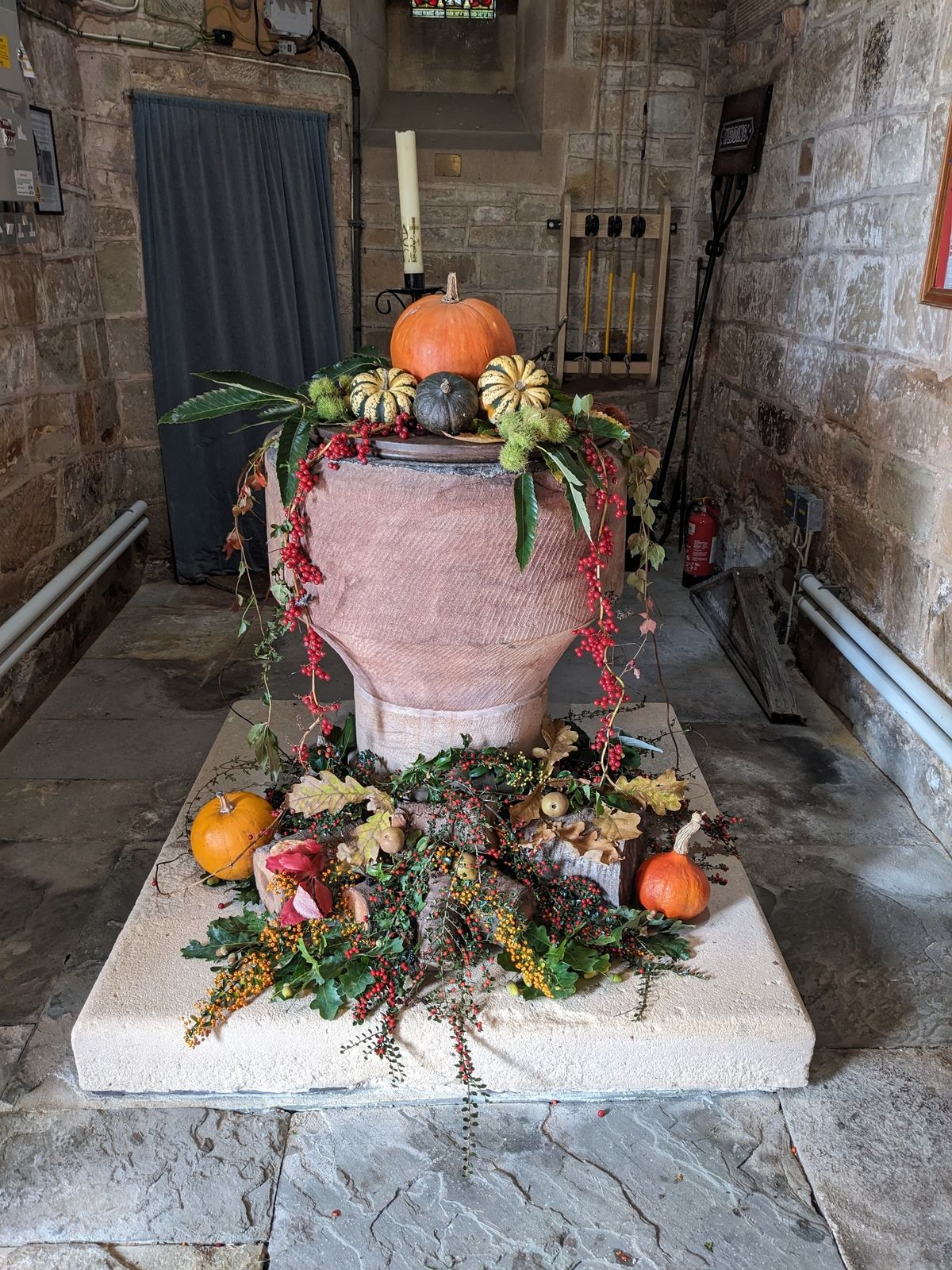 Decorating St James' for Harvest