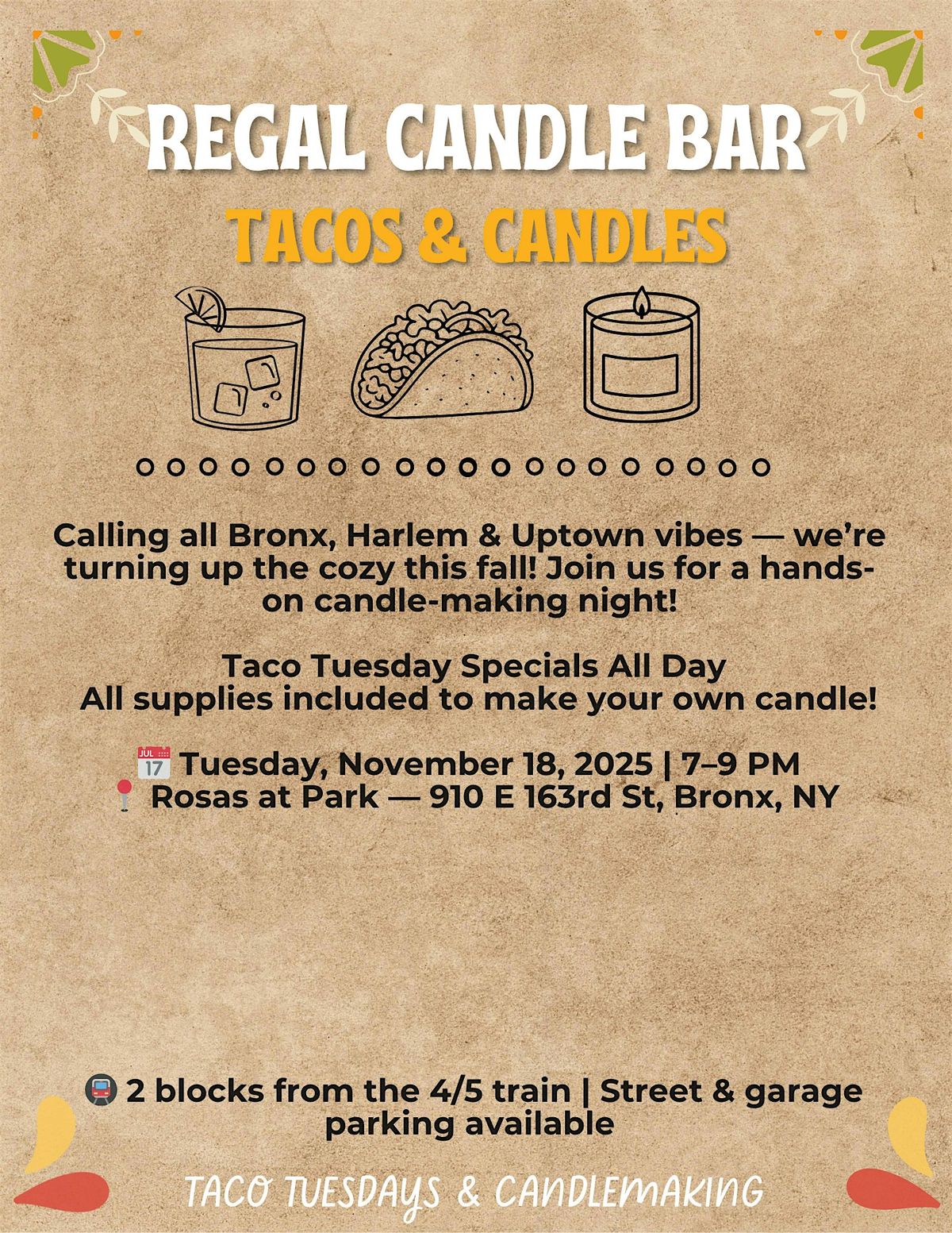 Tacos & Candles | Hosted by Regal Candle Bar
