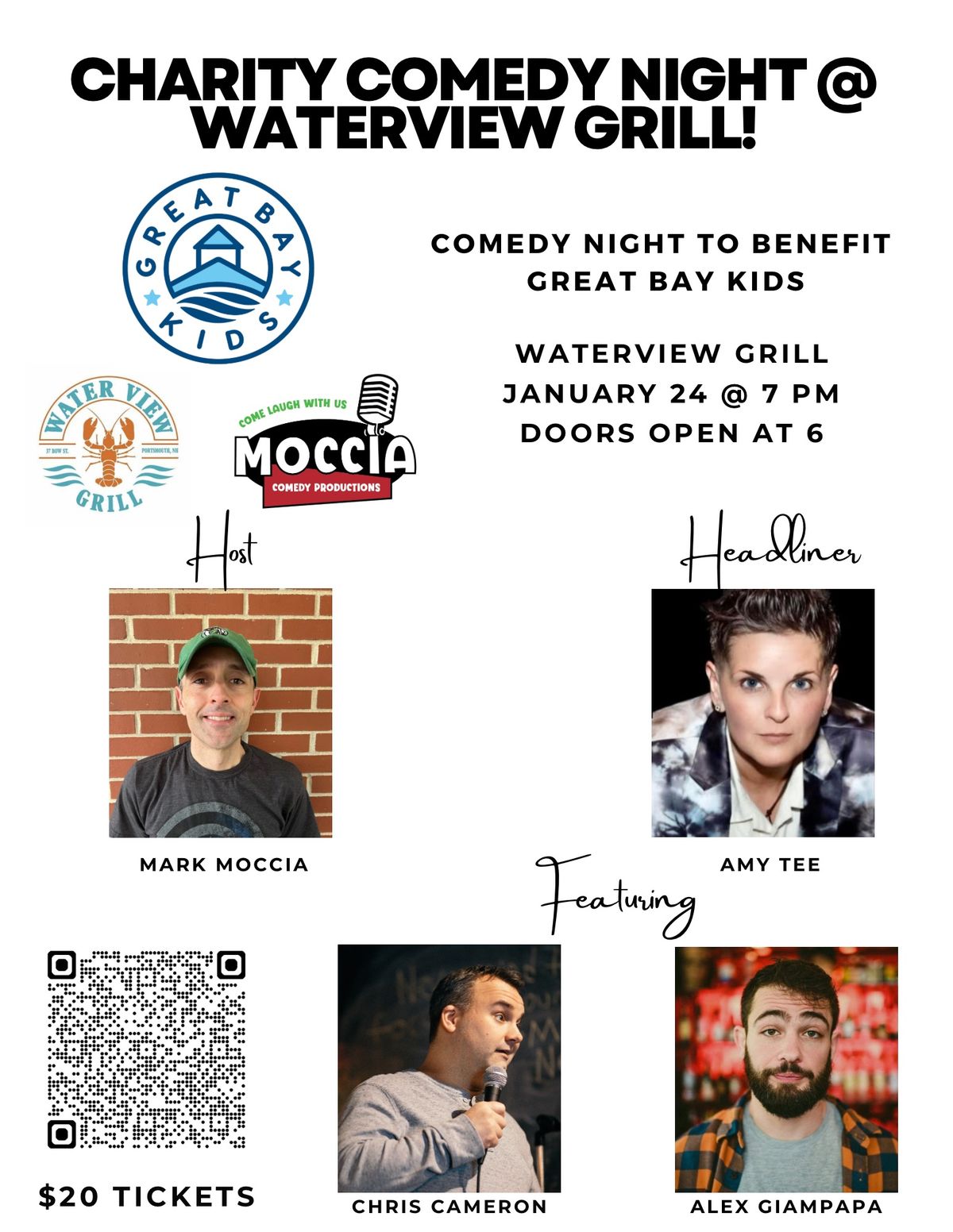 21+ Charity Comedy Night @ Water View Grill to benefit Great Bay Kids!