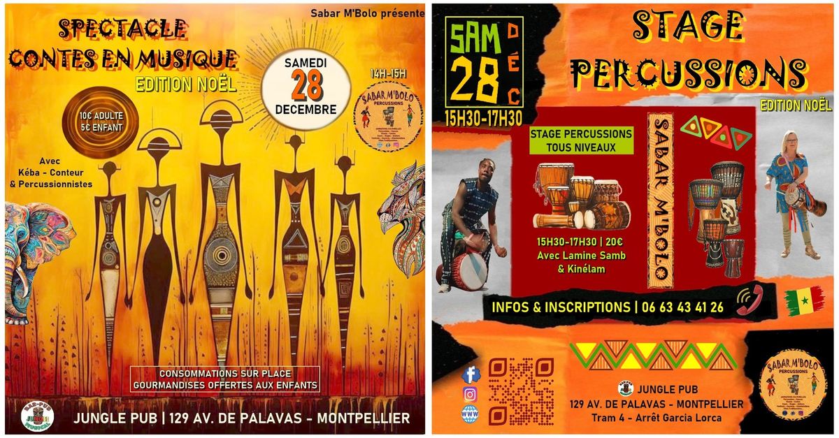 \u2b50\ufe0f 14H-17H30 \u2b50\ufe0f SPECTACLE "Contes en Musique" \u2b50\ufe0f STAGE "Percussions" 