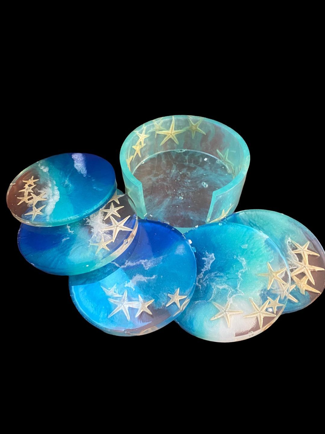 Starfish Ocean Resin Pour Coaster Set $75