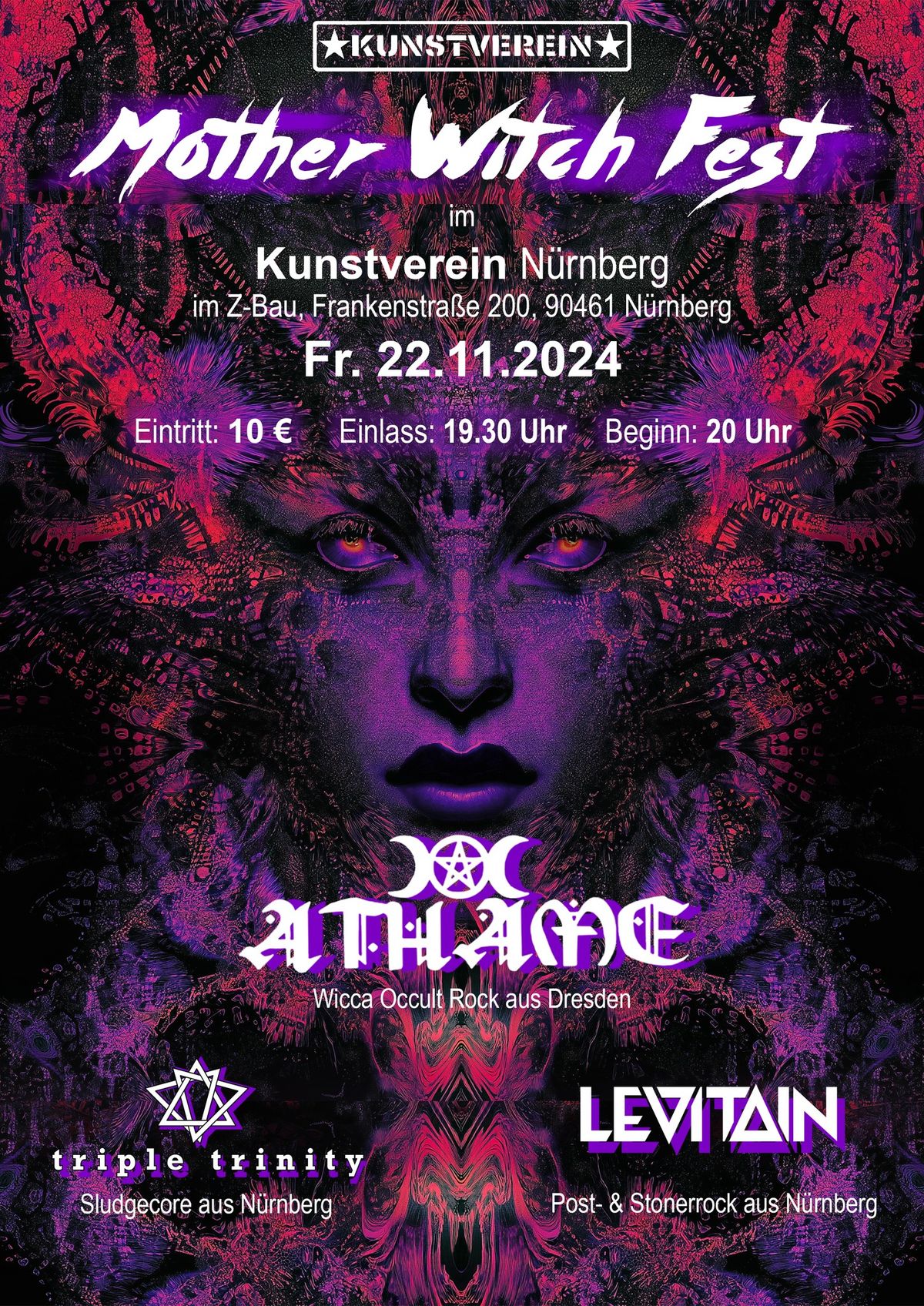 Mother Witch Fest - ATHAME + LEVITAIN + TRIPLE TRINITY live im Kunstverein N\u00fcrnberg