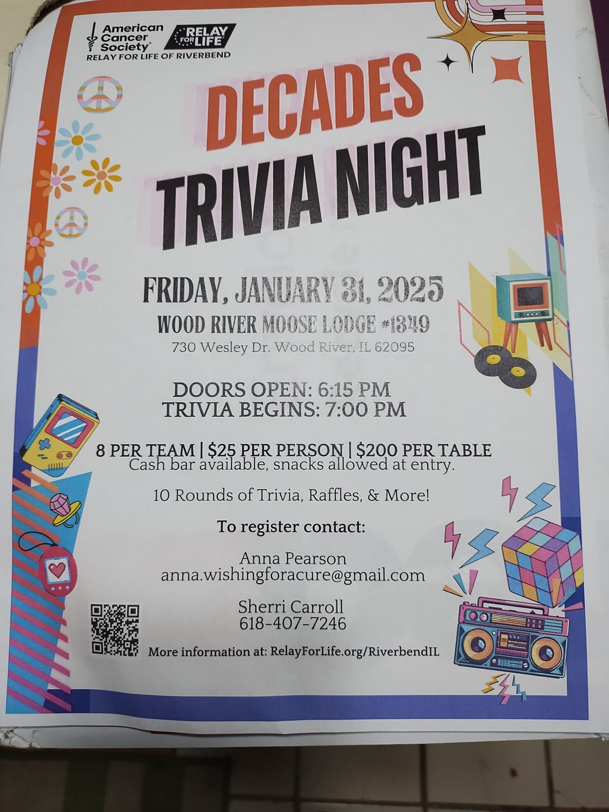 Decades Trivia Relay for Life Kick Off Event