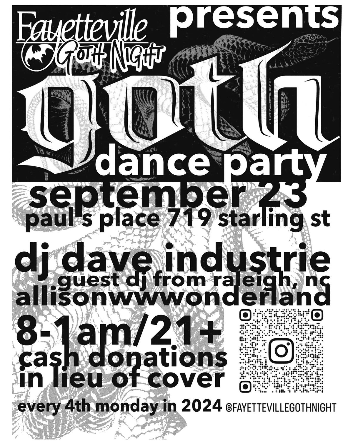 Fayetteville Goth Night w\/ Guest DJ Allisonwwwonderland