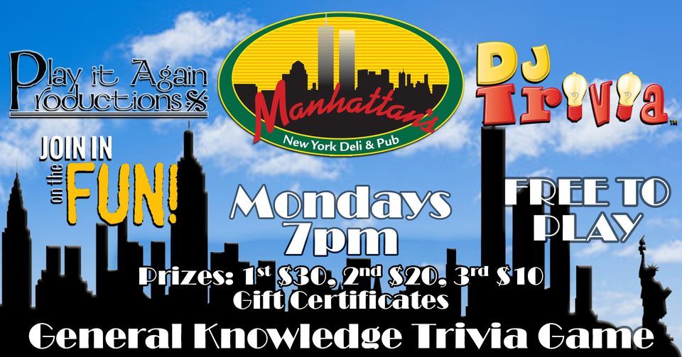 DJ Trivia at Manhattans New York Delli and Pub, Manhattan's NY Deli