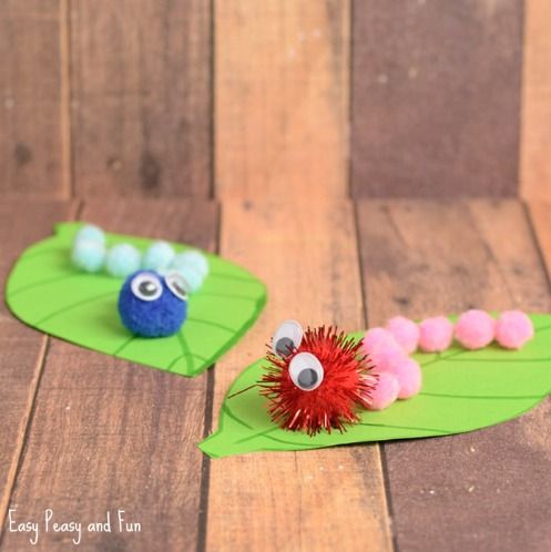 Let\u2019s Craft! Pom Pom Caterpillars in Little Red Schoolhouse