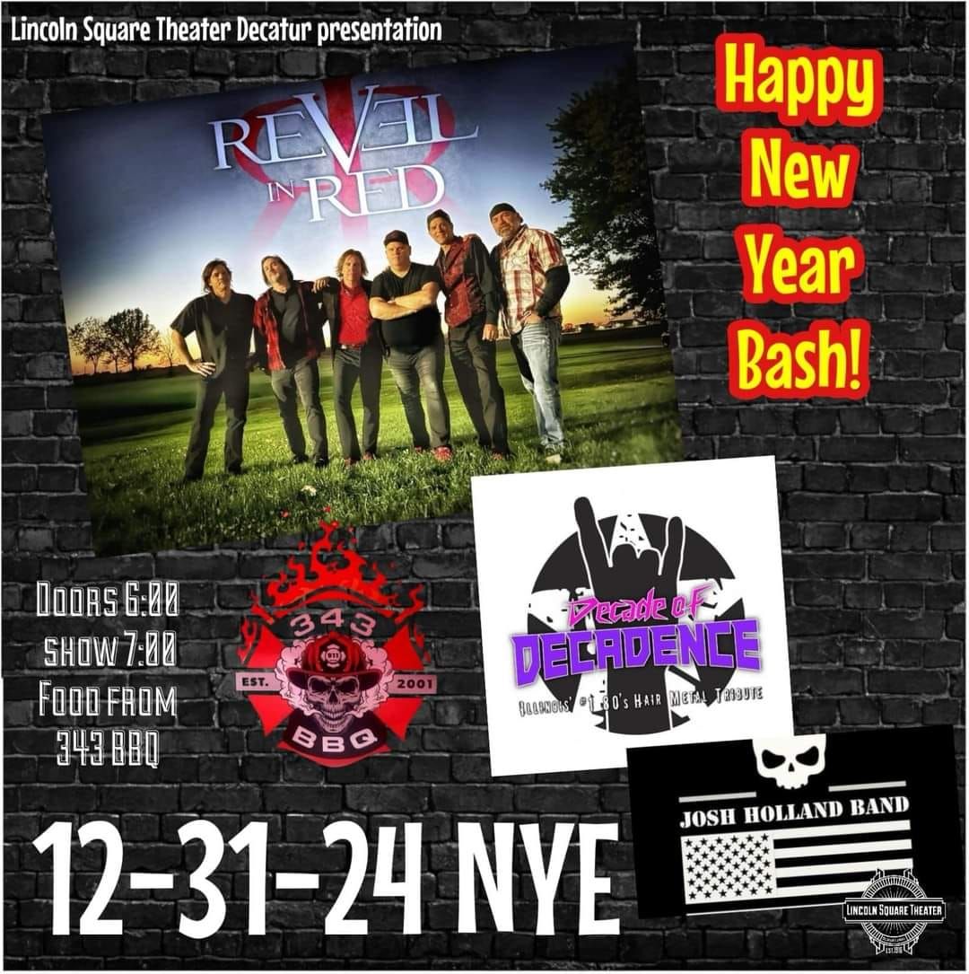 NYE party with REVEL N RED W special guests decades of decadence and The Josh Holland Band 