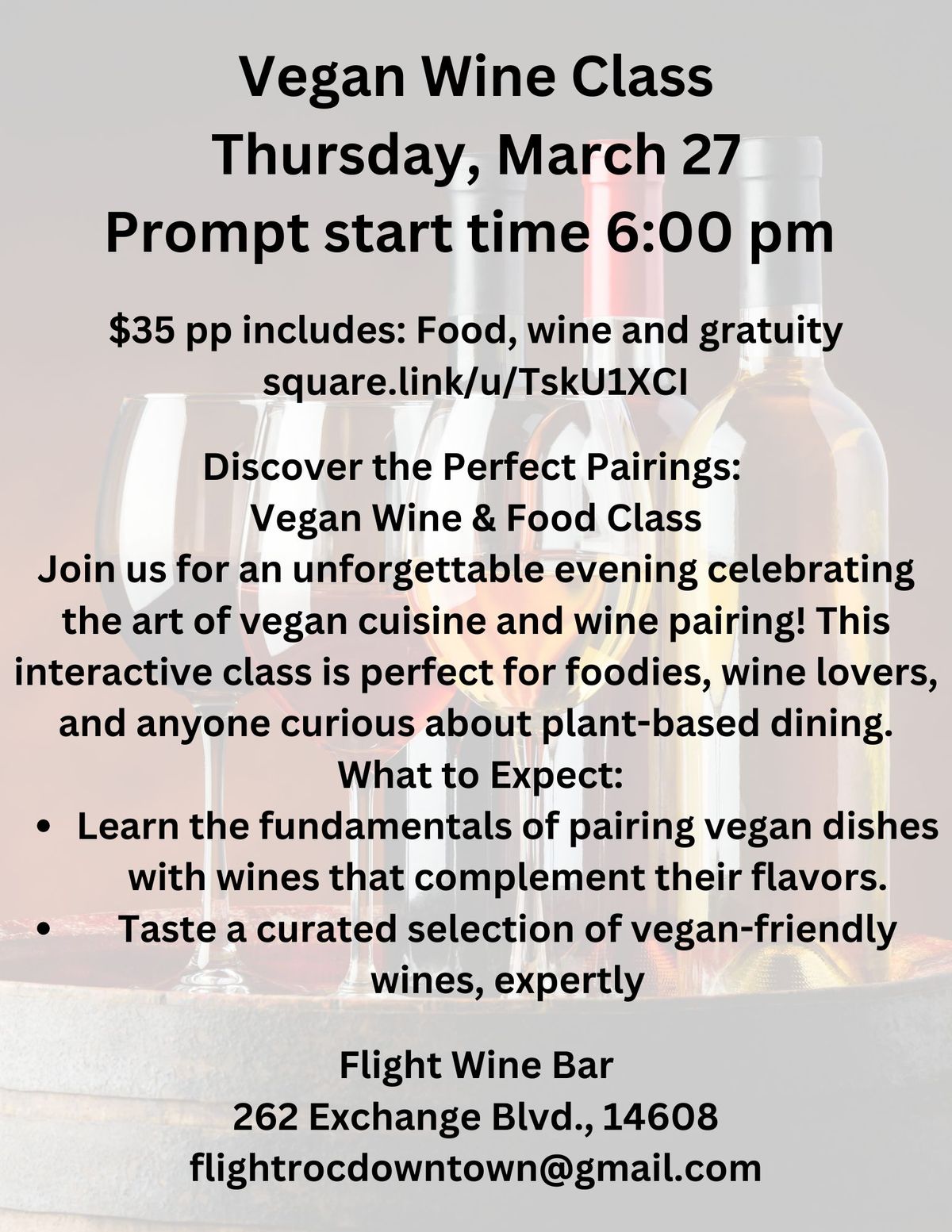 Vegan Wine Class at Flight Wine Bar 