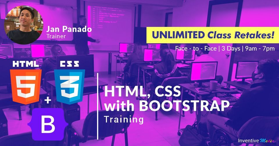 PAID CLASS: HTML5, CSS3, Bootstrap5 with Introduction to VS Code Training Face-to-Face Training