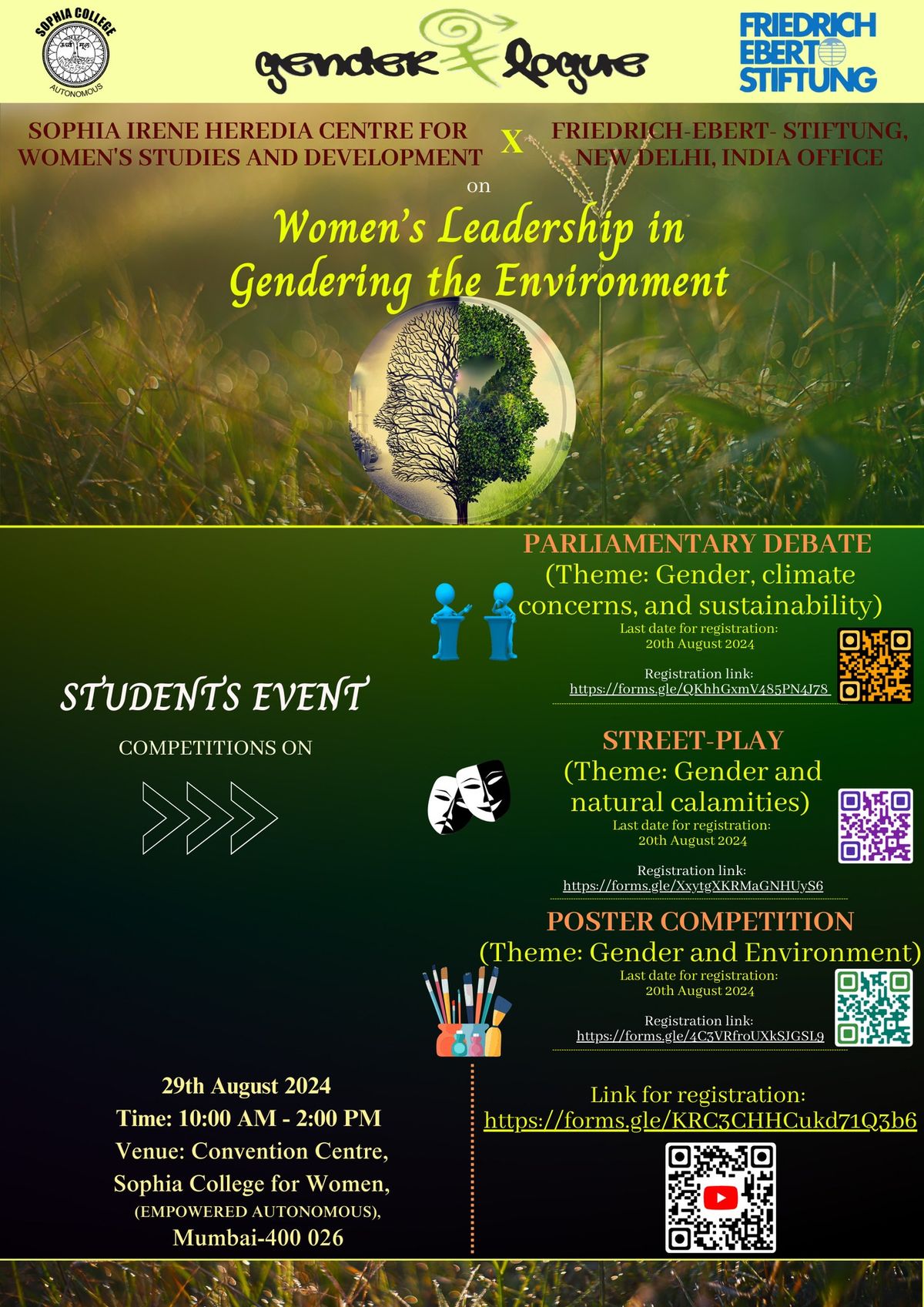 Sophia Irene Heredia Centre for Women's Studies and Development presents POSTER COMPETITION, PARLIAMENTARY DEBATE, and STREET PLAY