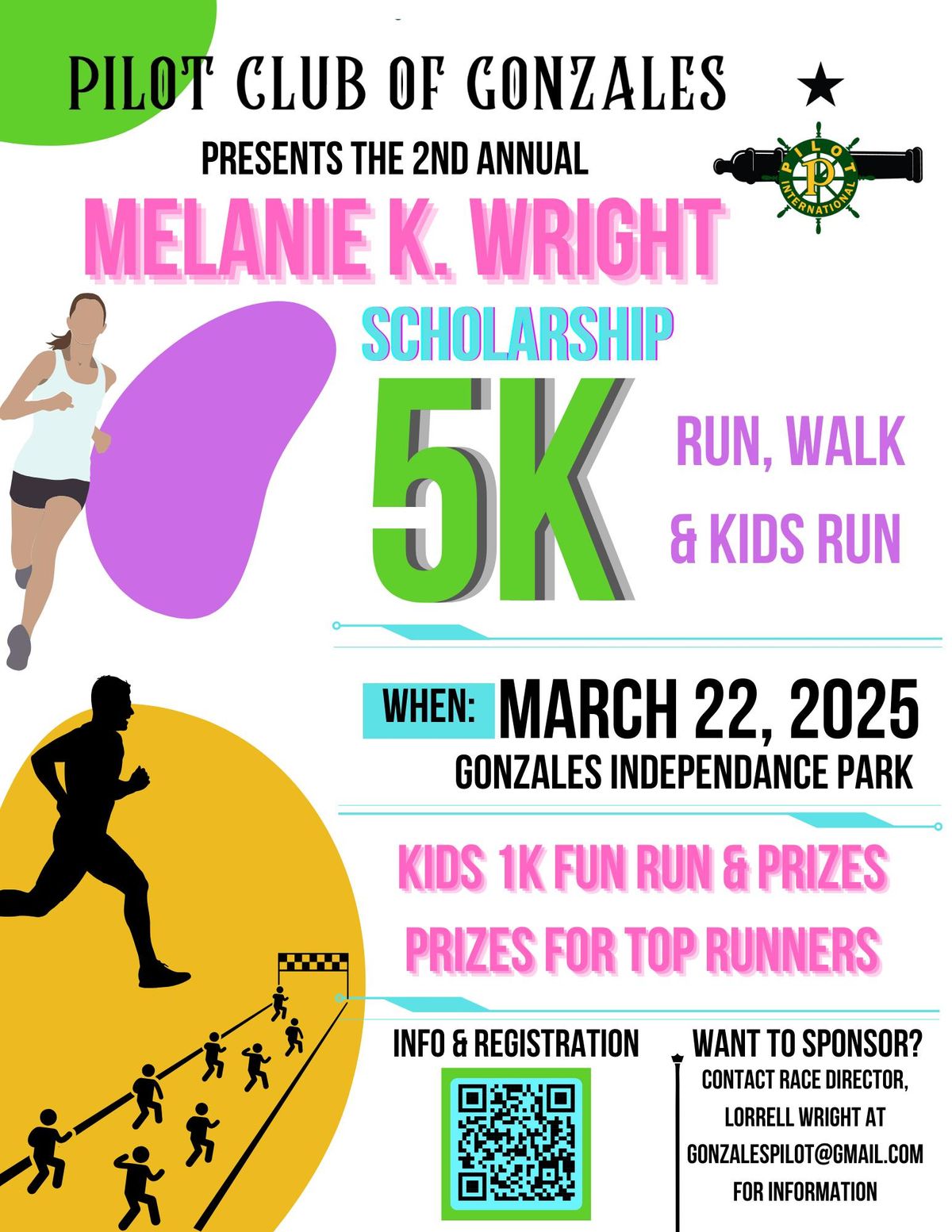 2nd Pilot Club of Gonzales presents: Melanie Wright 5k & Kids Run