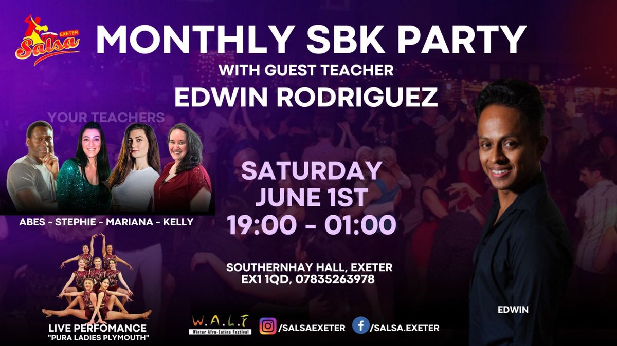 Monthly Salsa Bachata and Kizomba with guest teacher Edwin Rodriguez