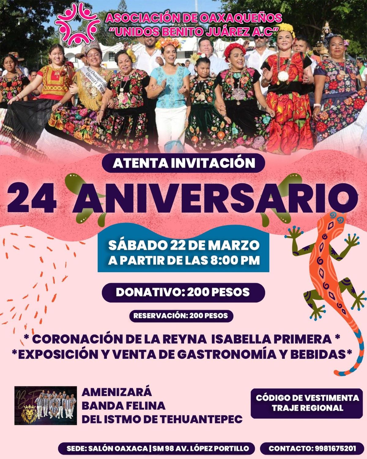 24 aniversario de la asociaci\u00f3n de Oaxaque\u00f1os Unidos Benito Ju\u00e1rez A. C.