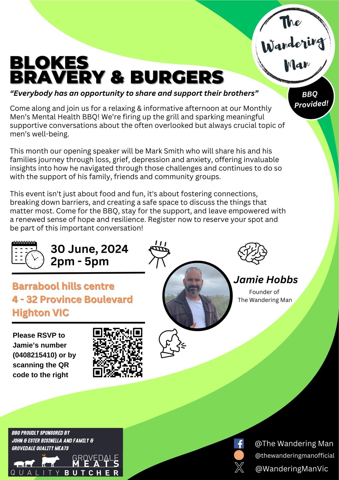 The Wandering Man, Blokes Bravery & Burgers June BBQ
