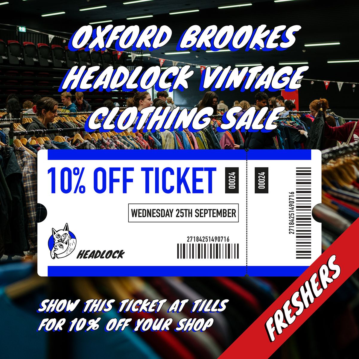 Oxford Brookes Freshers Headlock Vintage Clothing Sale